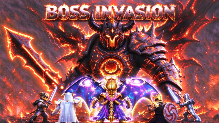 Official Boss Invasion Season event banner showing a giant armored demon boss
